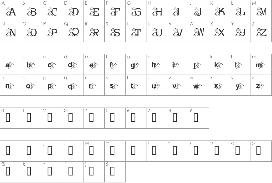 JNKMONKEY font character map preview