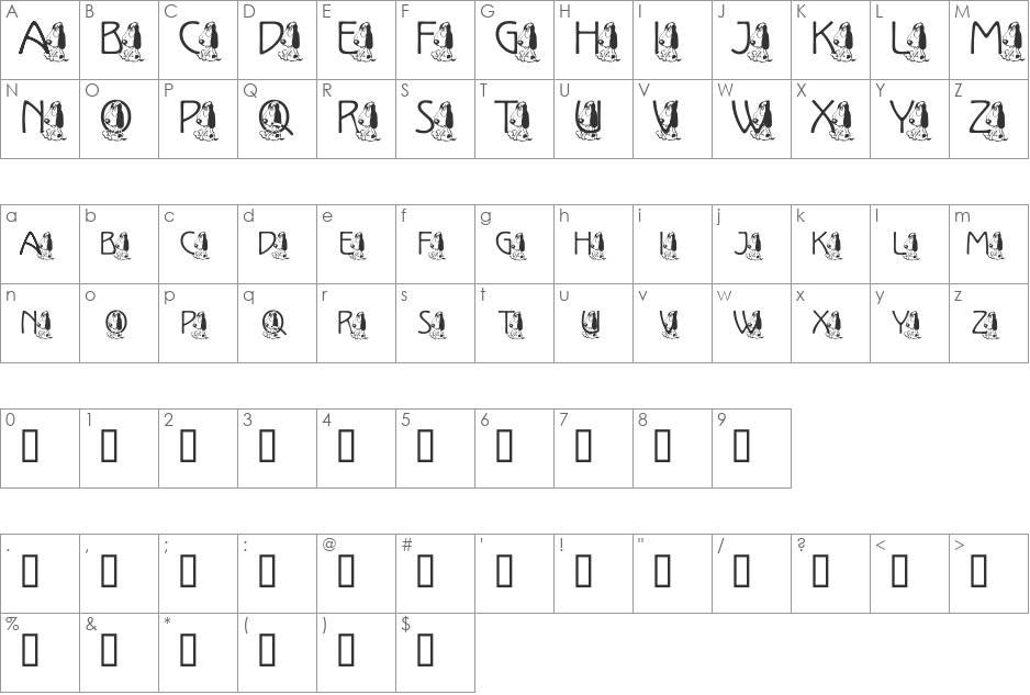 jnkpup1 font character map preview