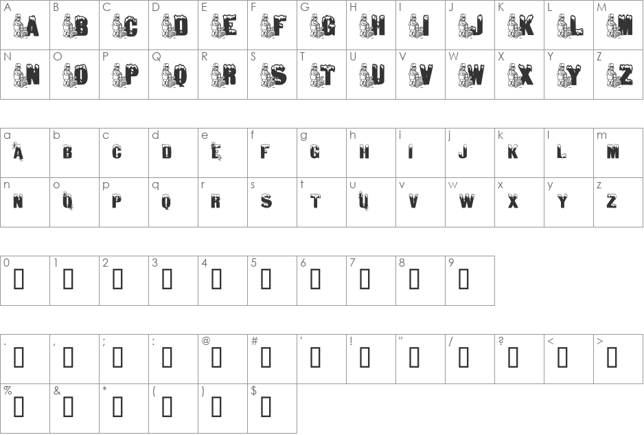 JNKSNOW2 font character map preview