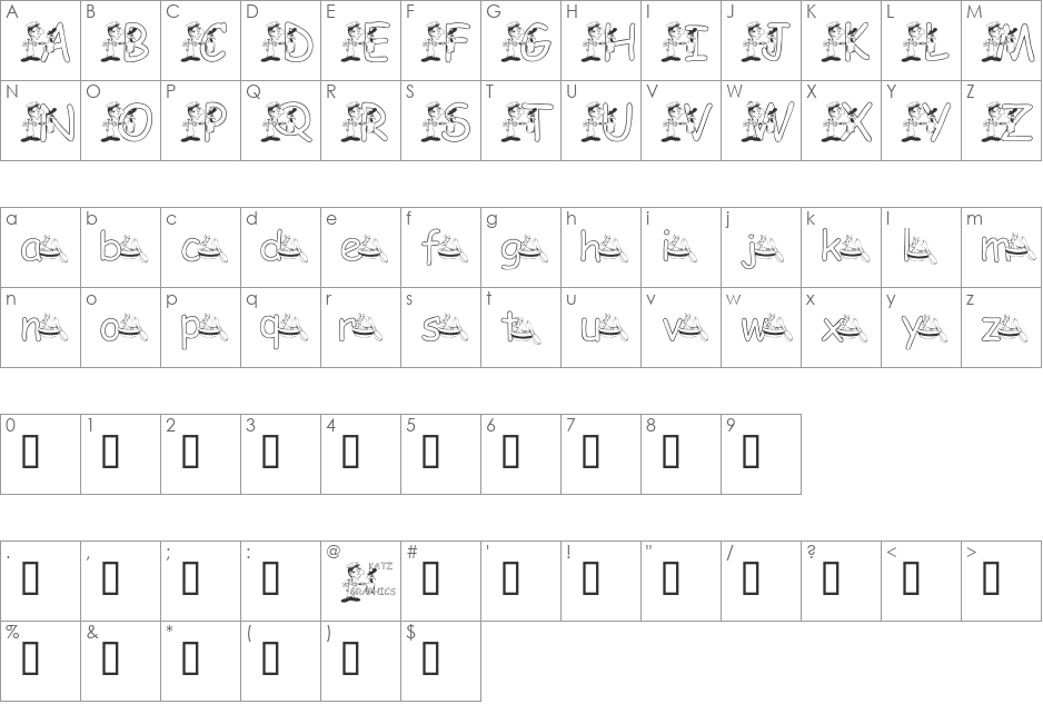 JNKSoup font character map preview