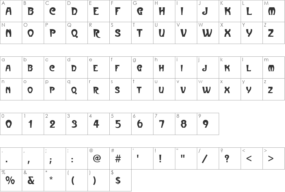 Art-Metropol font character map preview