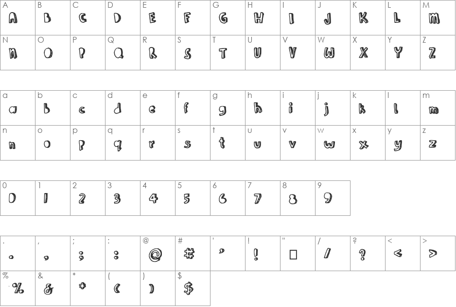 JoanneTicTac font character map preview