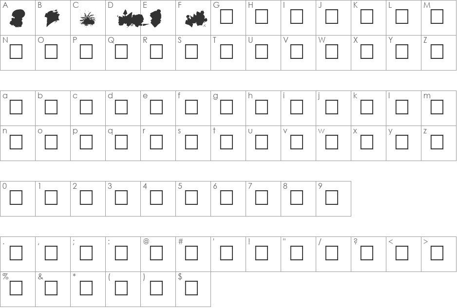 Jobats font character map preview