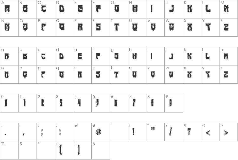 Art-Nouveau 1895-Contour font character map preview