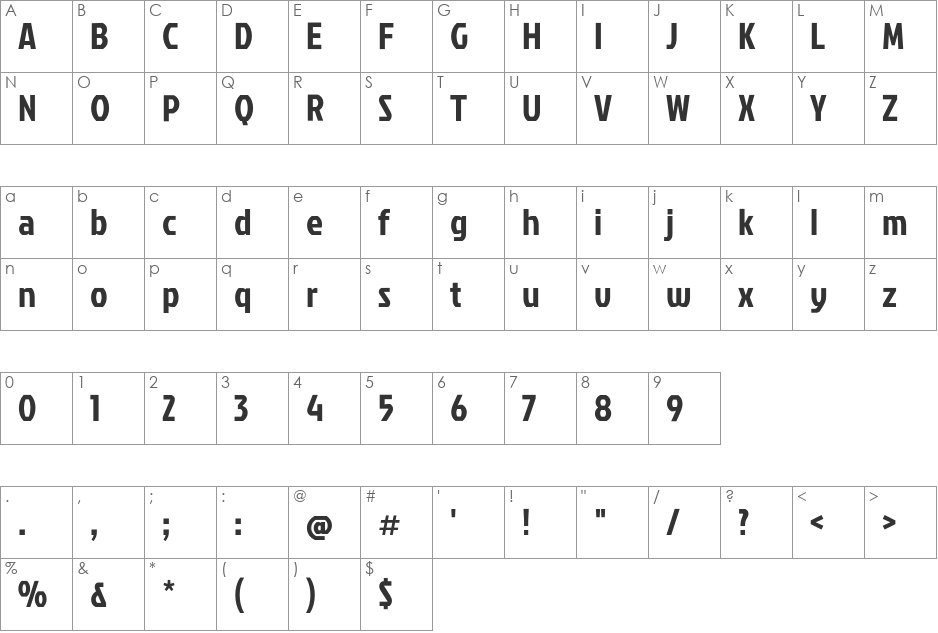 Jockey One font character map preview