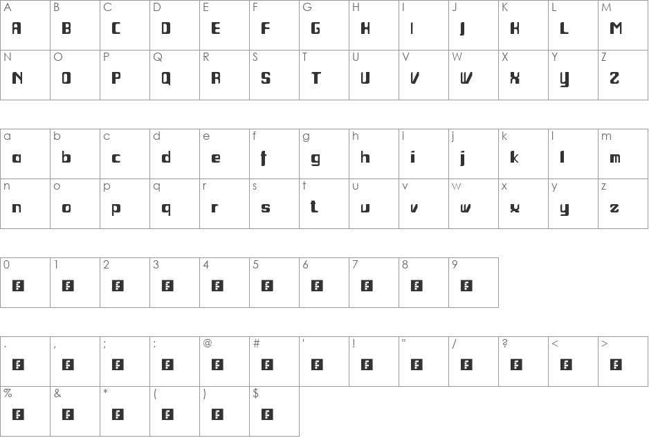 Jocoba font character map preview