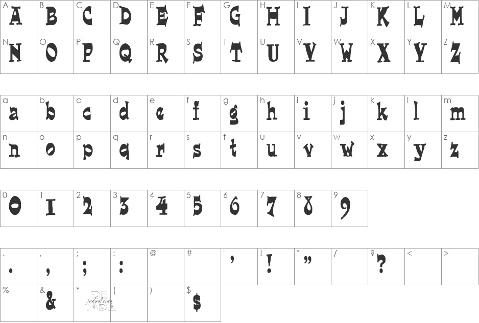 Joe font character map preview