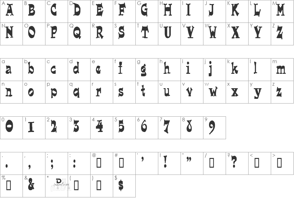 Joe font character map preview