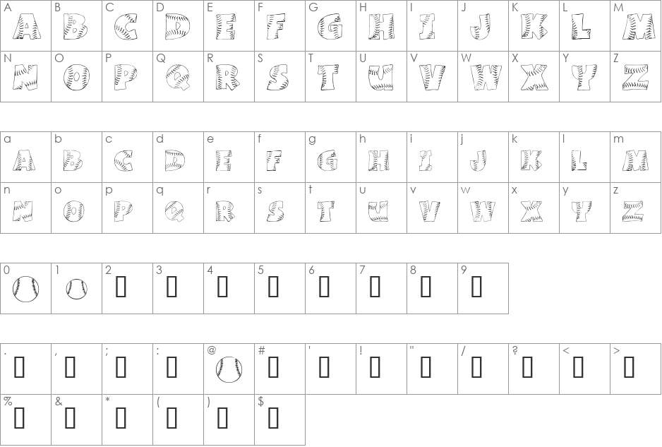 Joe DiMaggio font character map preview