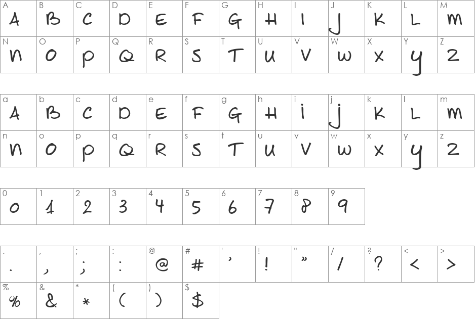 Joe Shmoe font character map preview