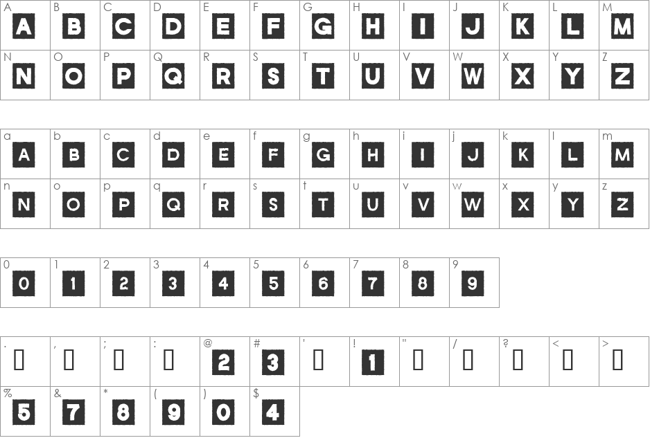 JoeJack font character map preview