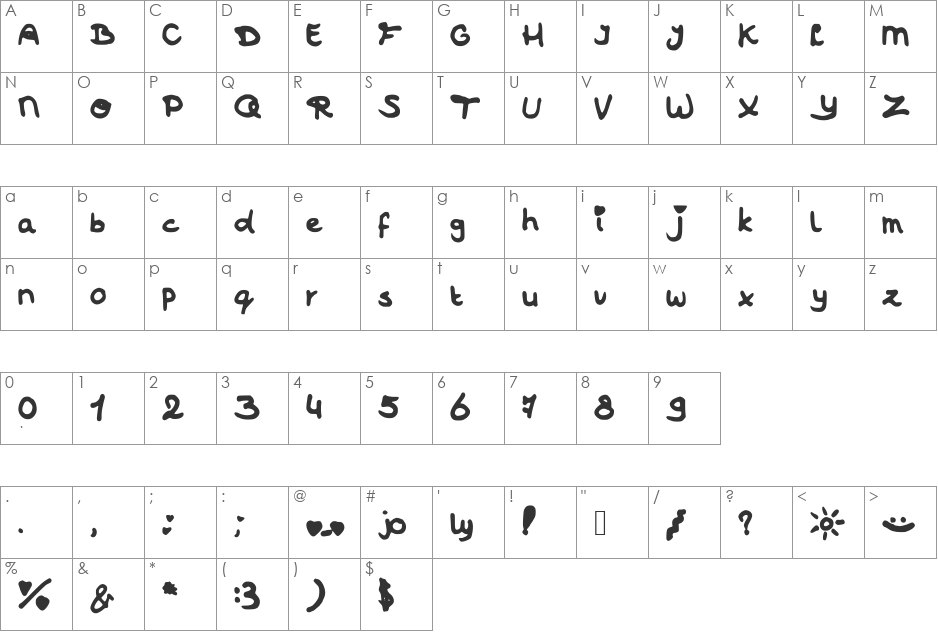 JOfont font character map preview