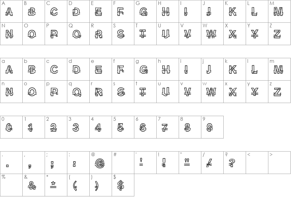 Joggle font character map preview