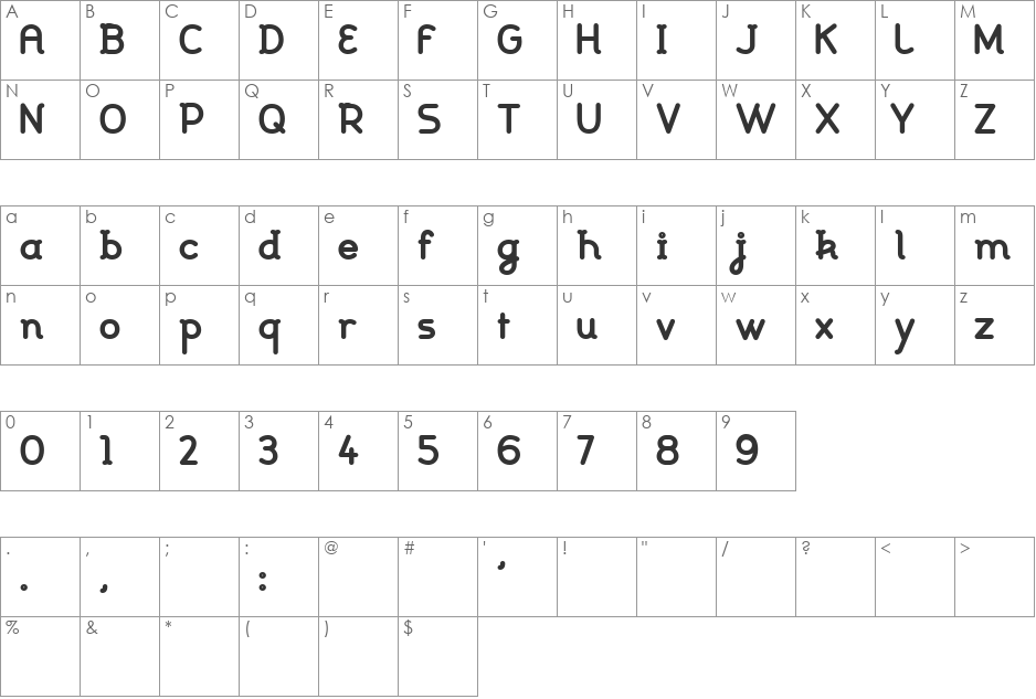 Johanna bold font character map preview