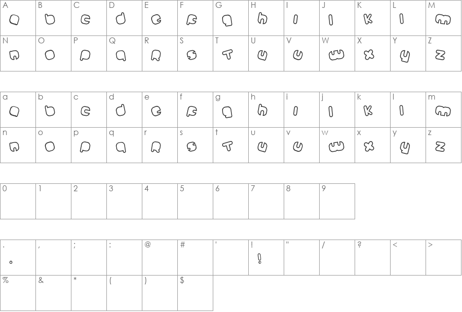 Johanneke Mixed font character map preview