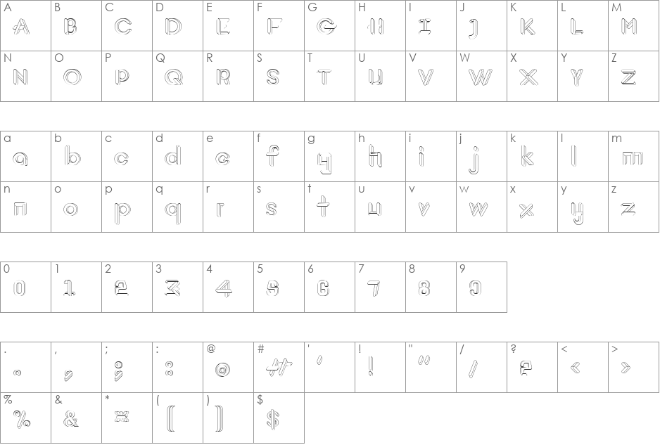 JohanVaaler font character map preview