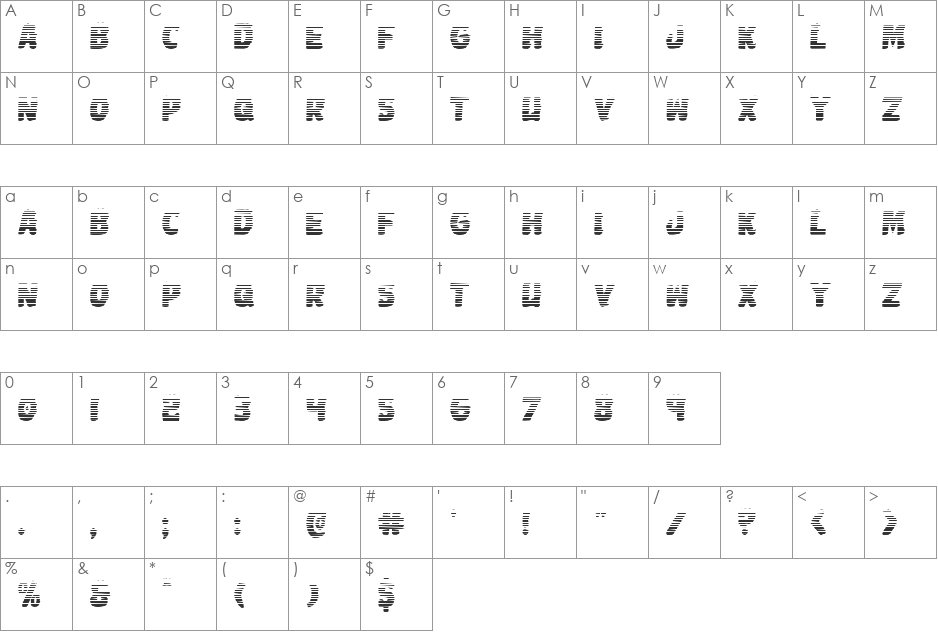 Johnny Torch Gradient font character map preview