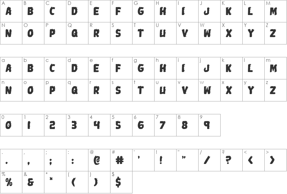 Johnny Torch Rotalic font character map preview
