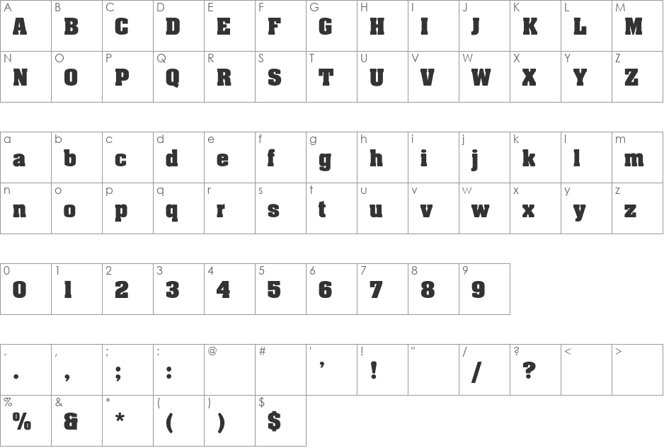 Johnny-Light Ho font character map preview
