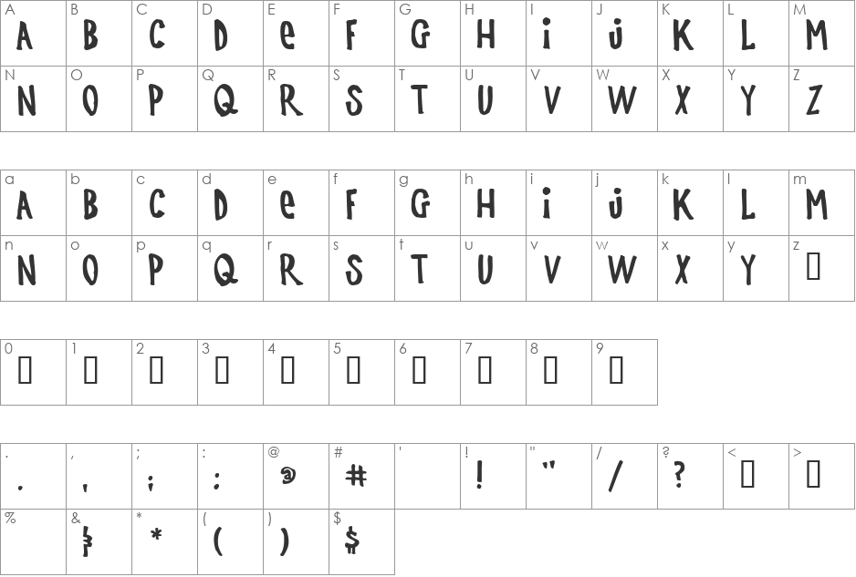 Joinks font character map preview