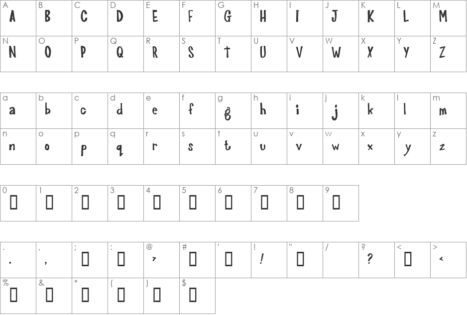 Joinks! font character map preview