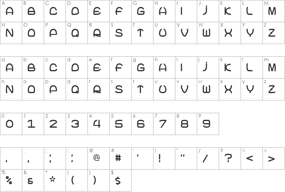 Joke font character map preview