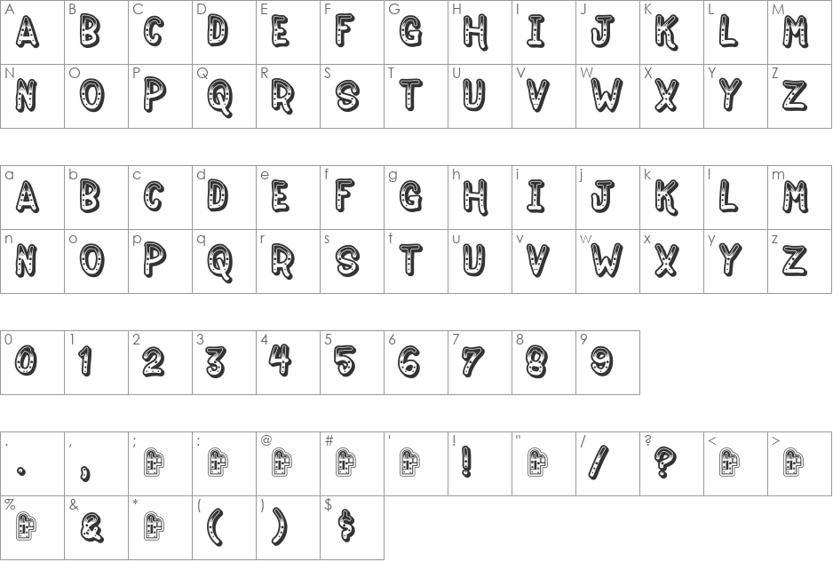 Jokewood font character map preview