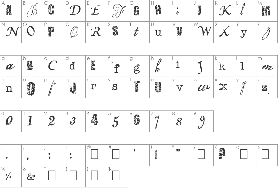 jolotte font character map preview