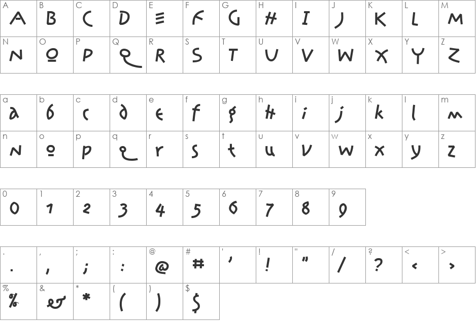 Jonas font character map preview