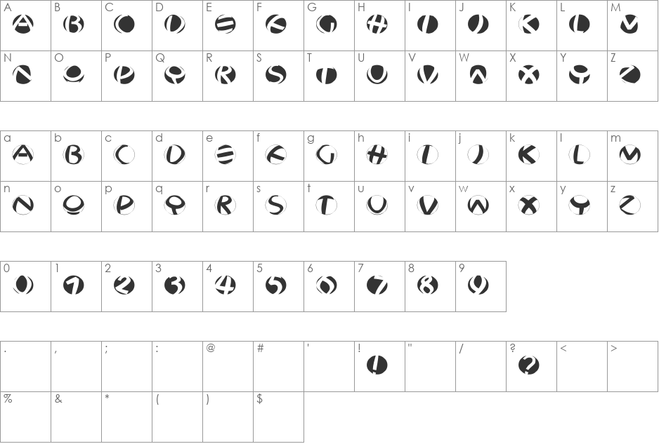 JonasFragmentsRound font character map preview