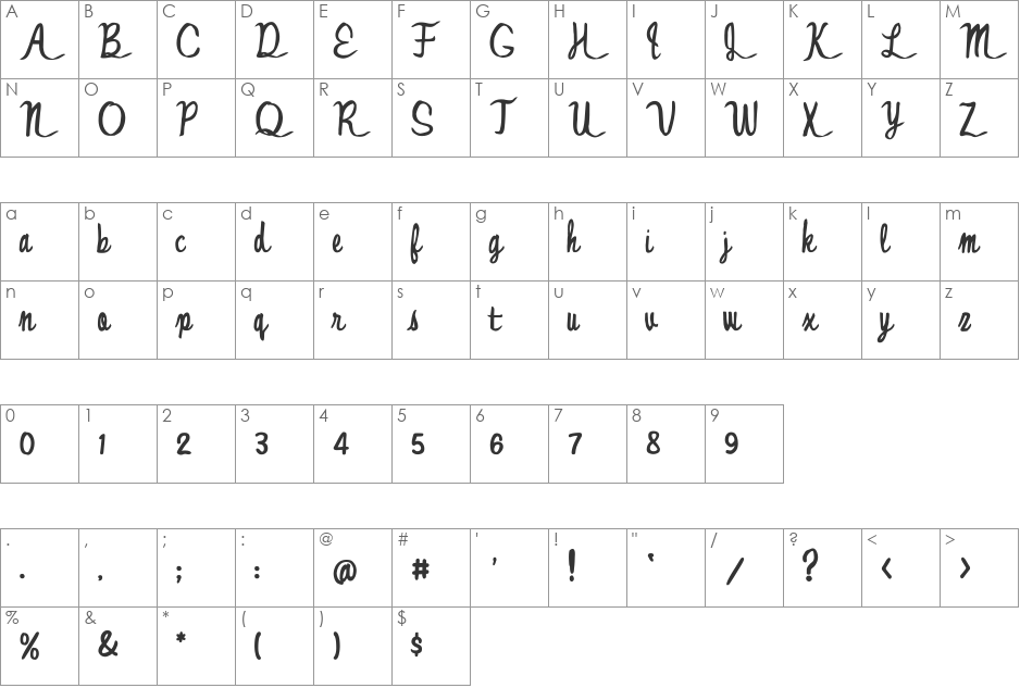 Jonny Quest Classic font character map preview