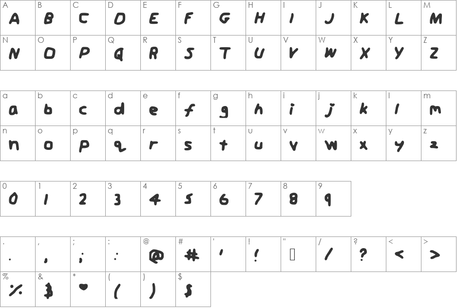 JordansFontt font character map preview