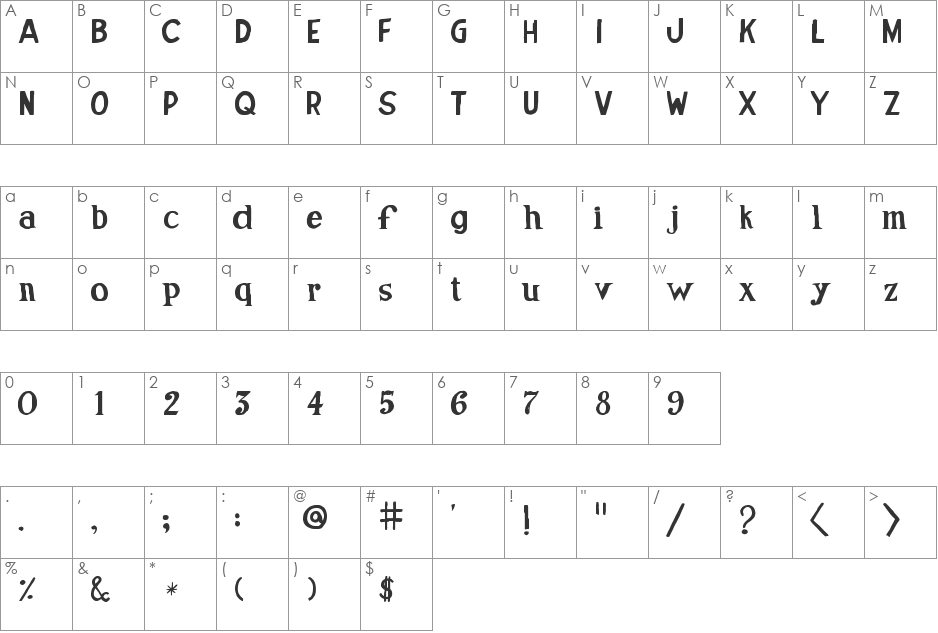 Jose de Oliveira font character map preview