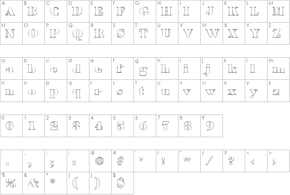 JosephBeckerOutline-Black font character map preview