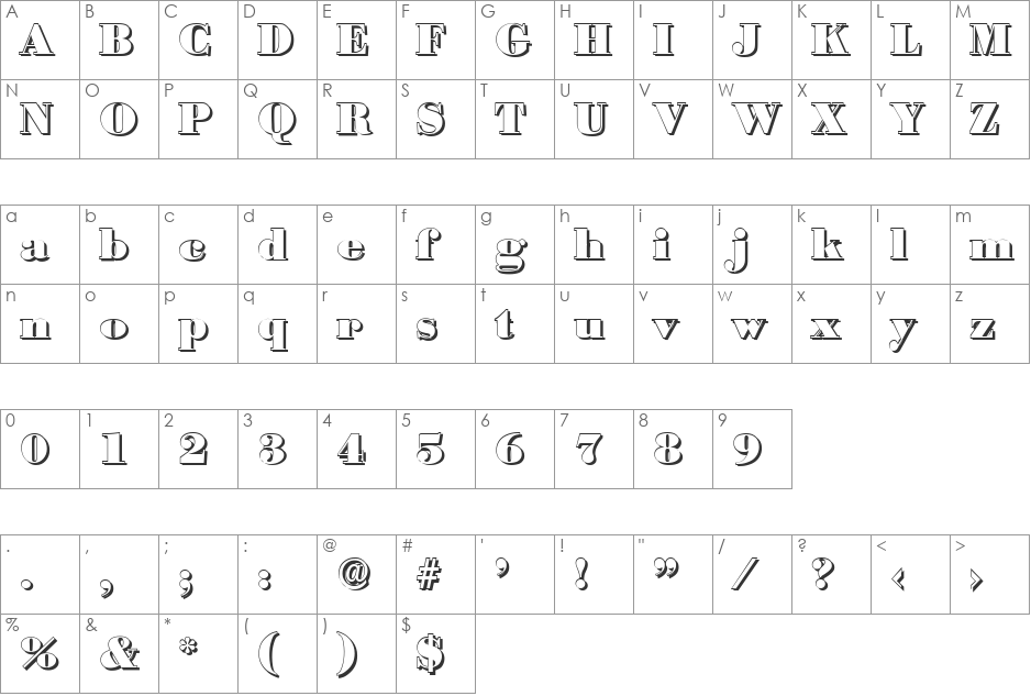 JosephBeckerShadow-Black font character map preview
