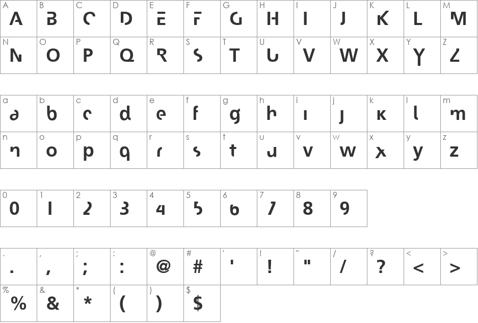 Josephin font character map preview