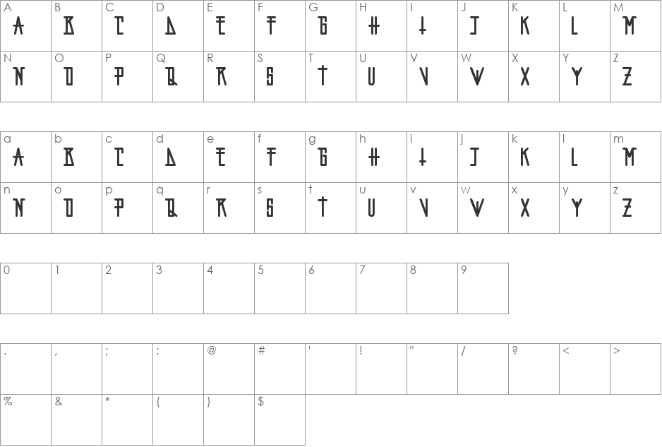 artchiko font character map preview