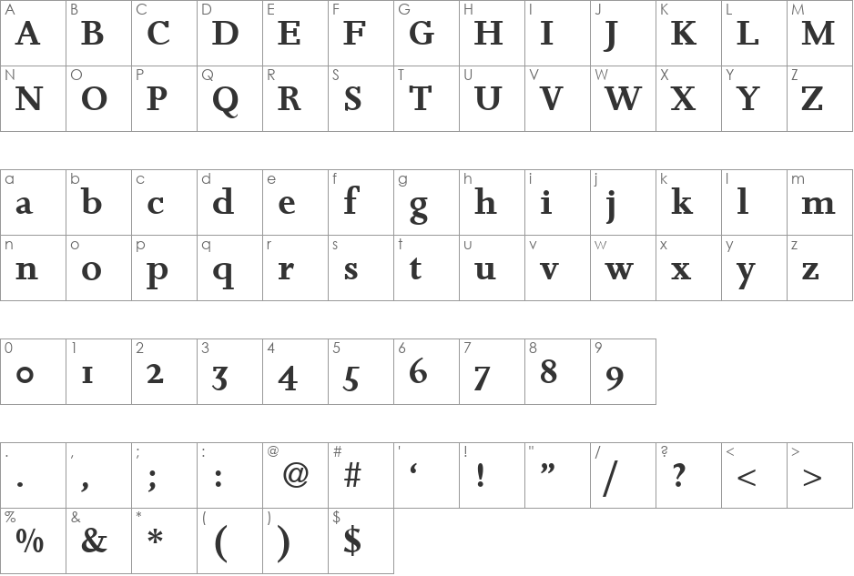 JosieDemi font character map preview