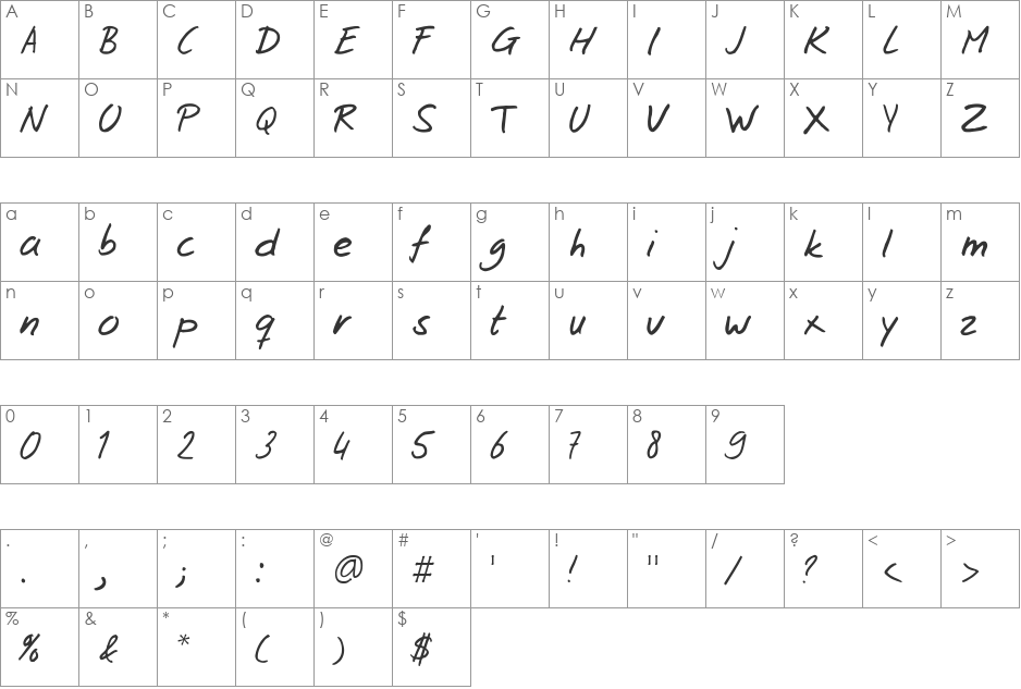 Josschrift font character map preview