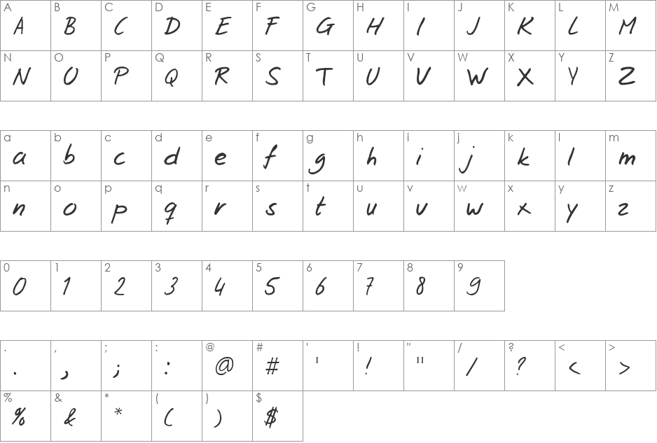 Josschrift font character map preview