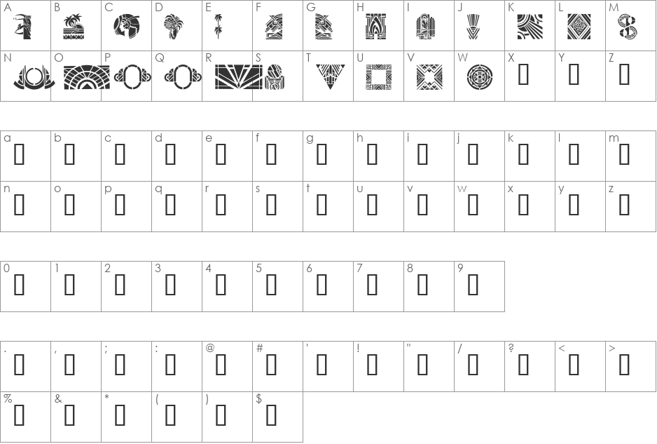 ArtDeco font character map preview