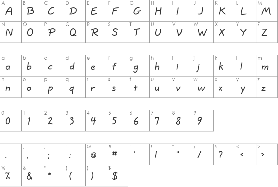 JottFLF-Bold.98 font character map preview
