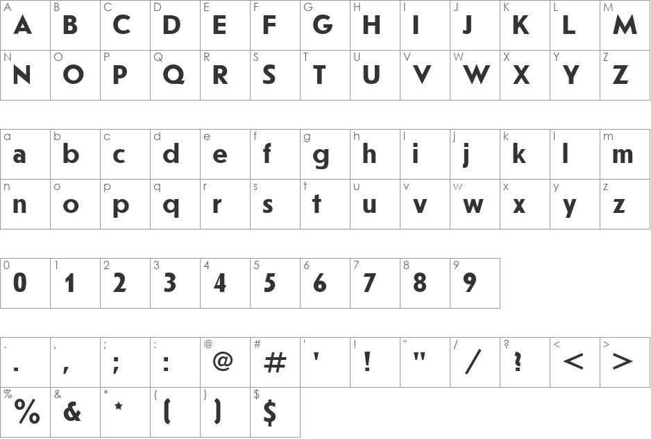 Journal SansSerif font character map preview