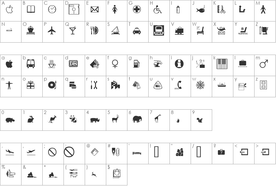 JournalDingbatsSevenSSK font character map preview