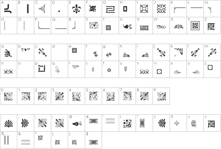 JournalDingbatsTwoSSK font character map preview