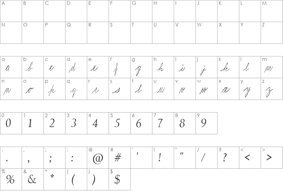 Journaling by Marta van Eck font character map preview