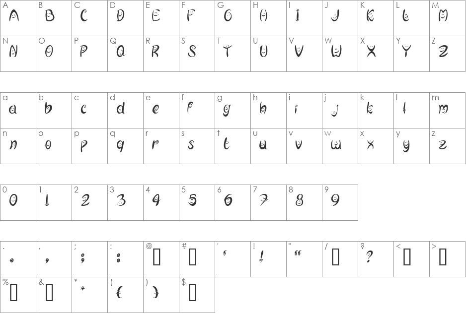 JOVIAL font character map preview