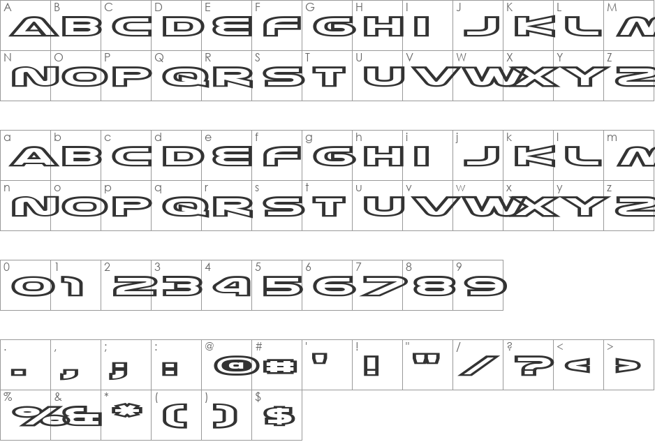 Joy Circuit font character map preview