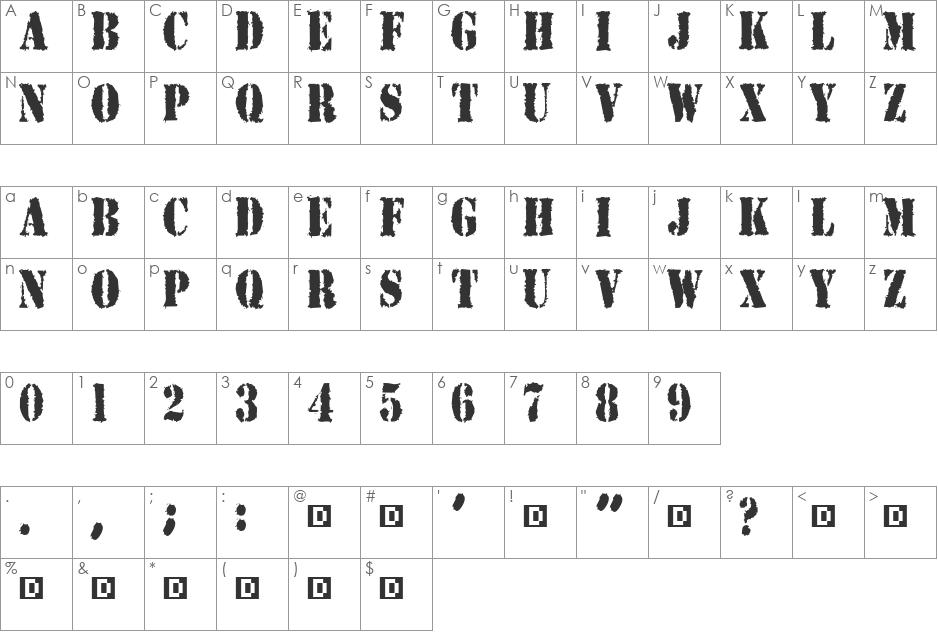 Joybuzzer font character map preview