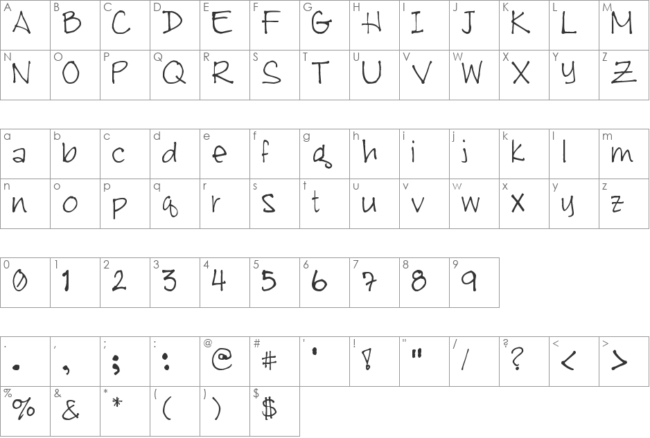 Joyce font character map preview